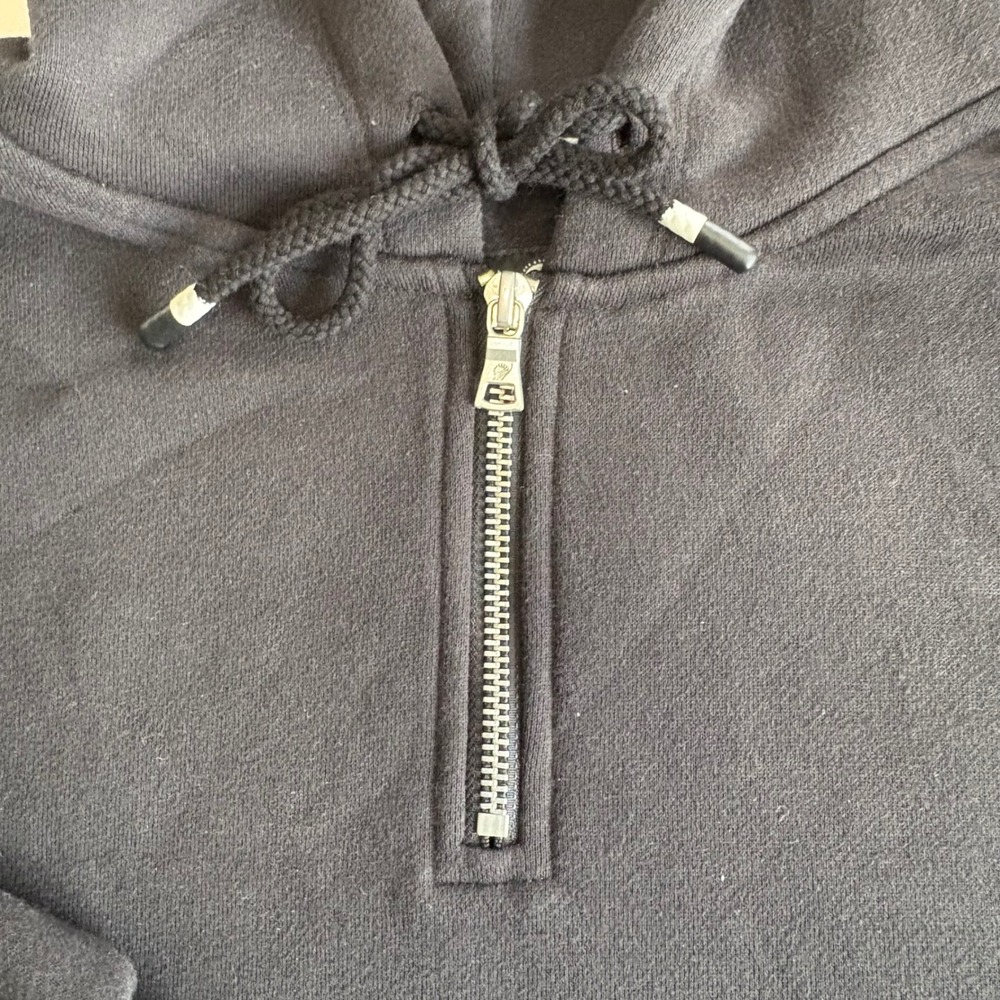 Fundamental Coast Women's Medium Black 1/4 Zip Cropped Hoodie Raw‎ Hem Relaxed - Picture 6 of 7